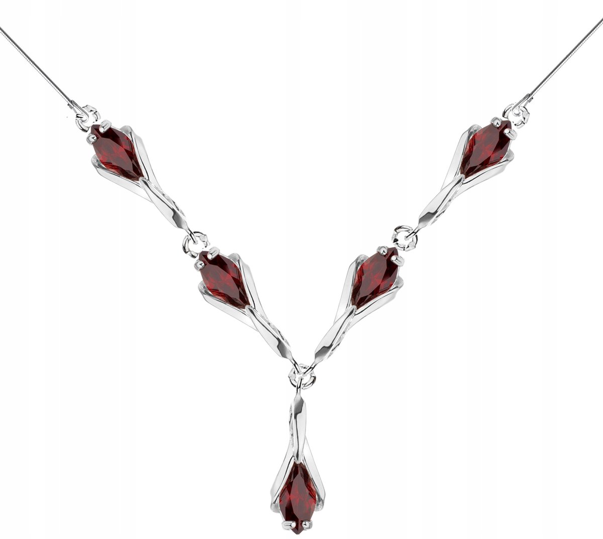 NASZYJNIK SREBRNY Z GRANATAMI BAL ŚLUB SREBRO 925