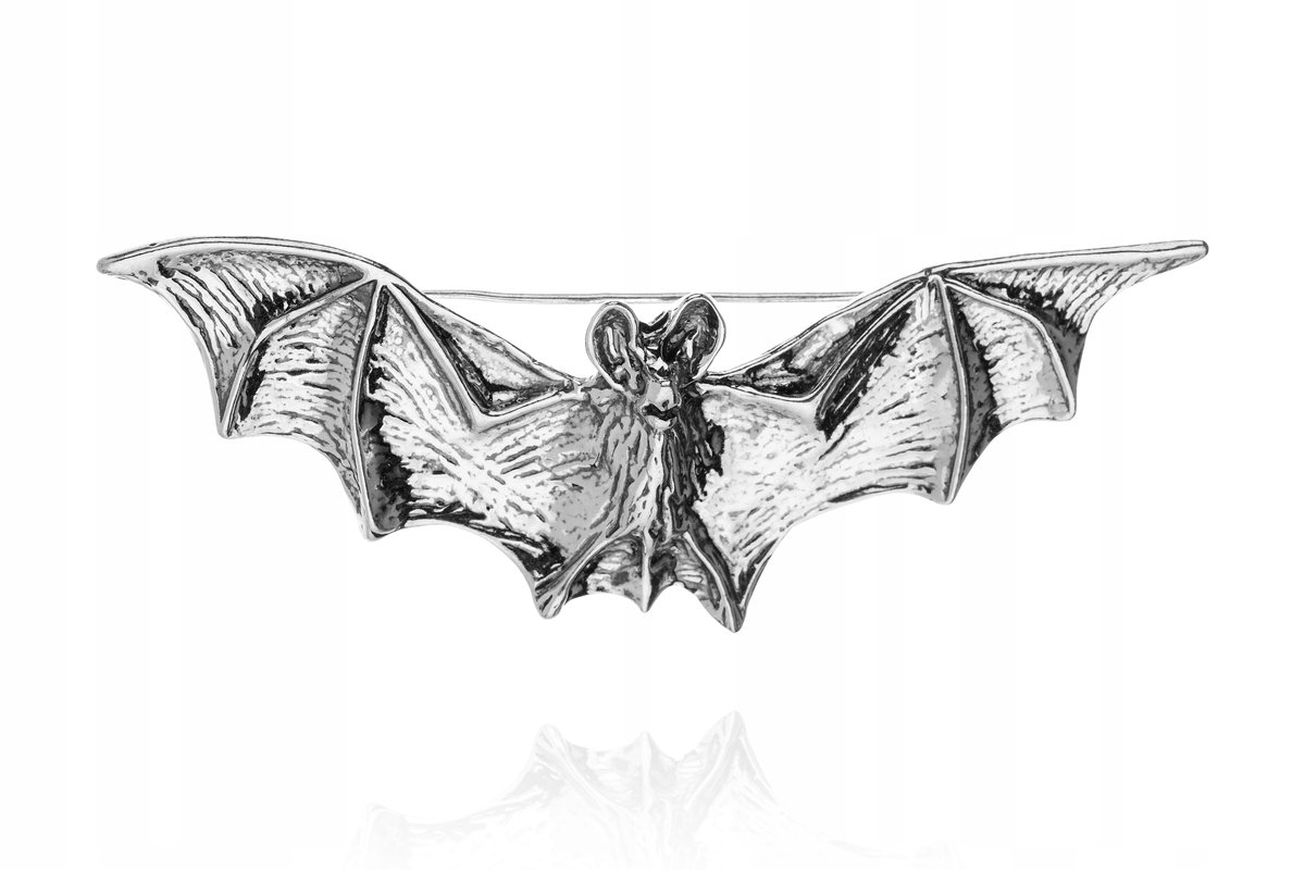 SREBRNA BROSZKA NIETOPERZ PRZYPINKA OKSYDOWANA 925