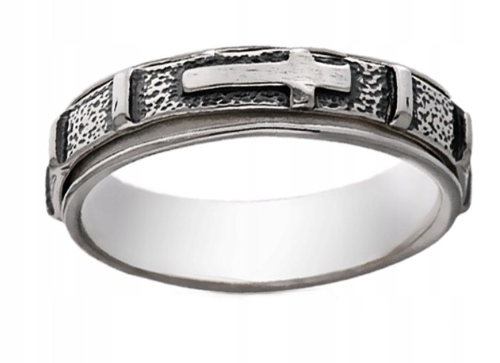 OBRĄCZKA RÓŻAŃCOWA SREBRNA OBROTOWA.925!ROZMIAR 13