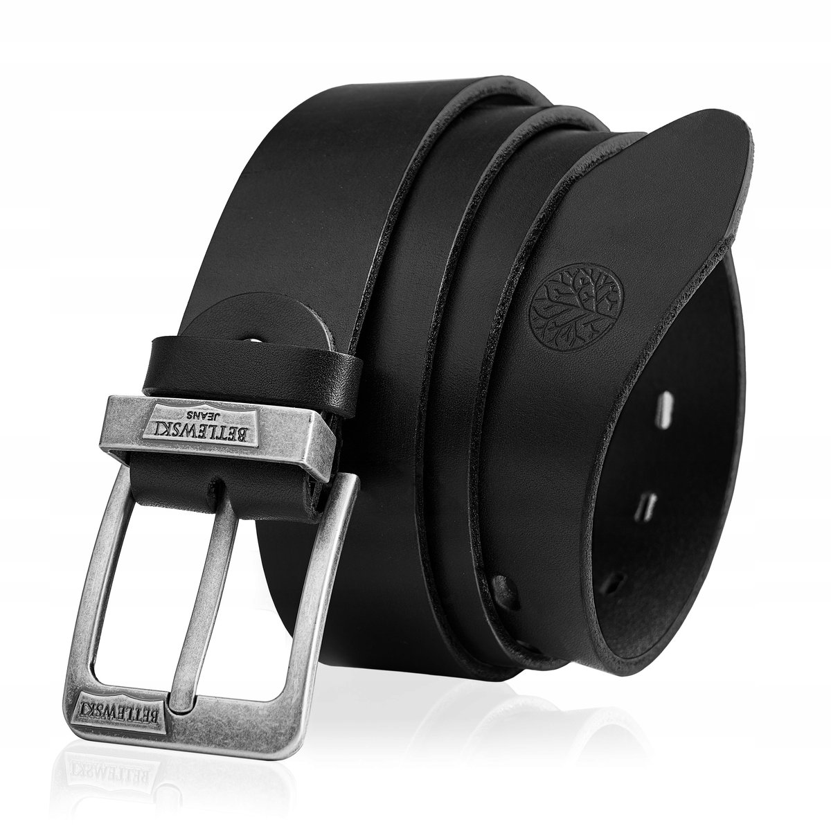 Betlewski Skórzany pasek męski szeroki pas jeansów