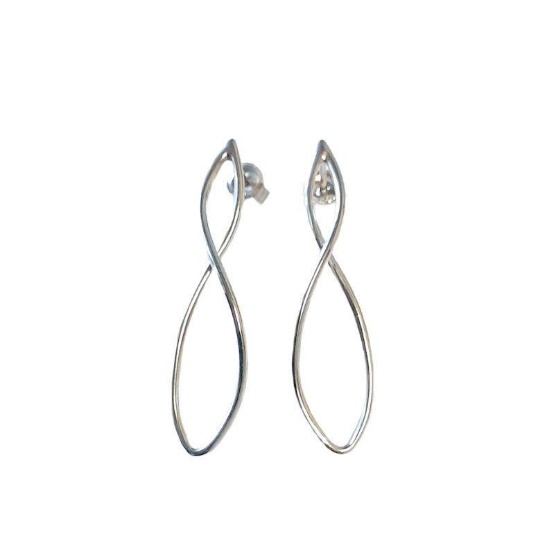 Kolczyki srebrne rodowane nieskończoności 3D