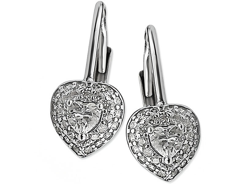 Srebrne kolczyki 925 białe serduszka serca