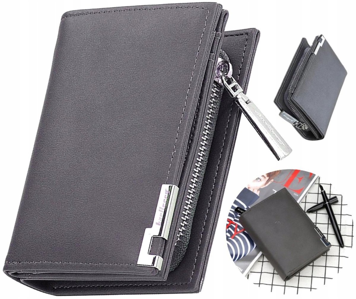Męski portfel skórzany Szary skóra elegancki Etui