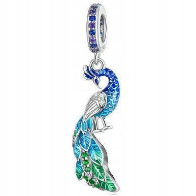 charms zawieszka paw ptak srebro 925