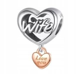 charms Serce Kocham Cię Love you Wife srebro 925