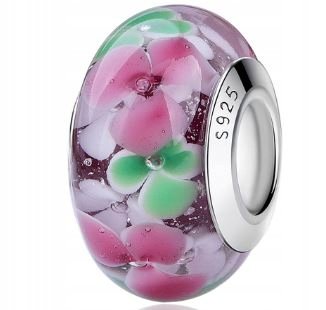 Charms Murano kwiaty kwiatki srebro s925