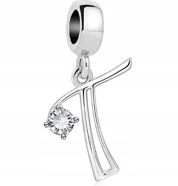 Charms zawieszka literka litera T srebro 925