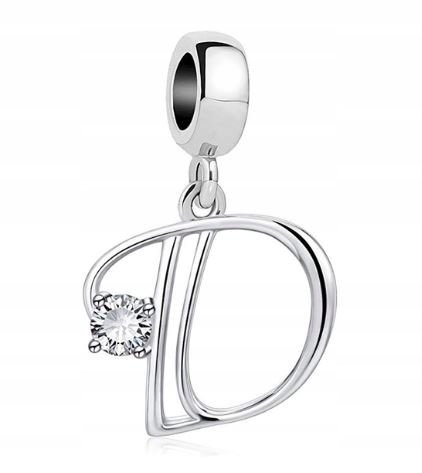 Charms zawieszka literka litera D srebro 925