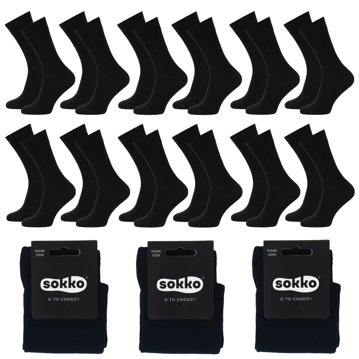 12X SOKKO SKARPETKI MĘSKIE DŁUGIE CZARNE BAMBUSOWE 39-41 - SM12-S60-CZA-39-41