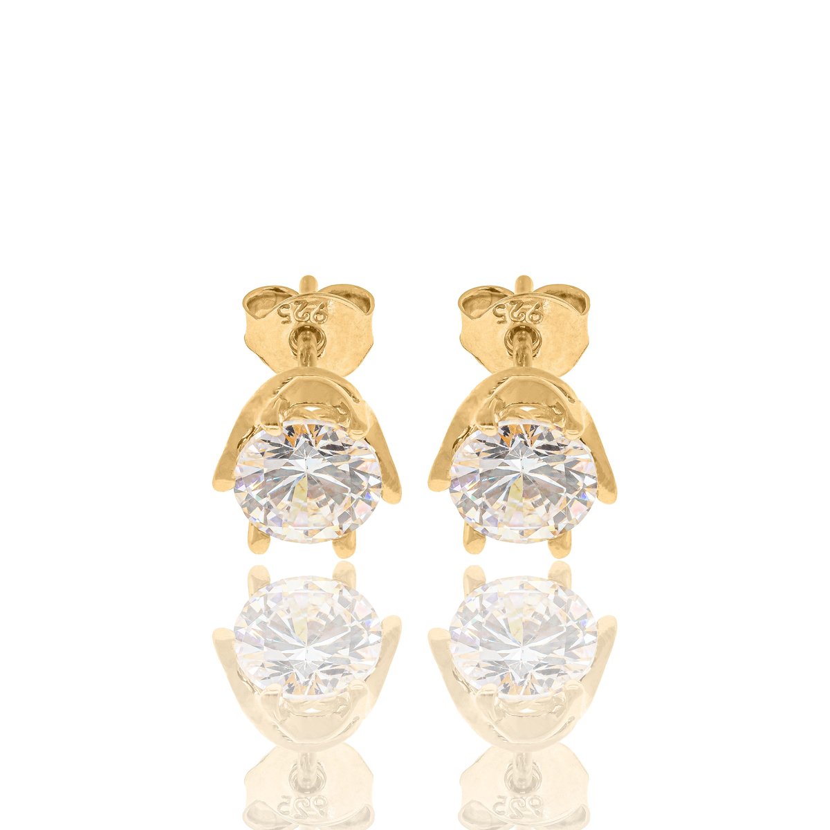 Kolczyki srebrne pozłacane z bezbarwnymi cyrkoniami