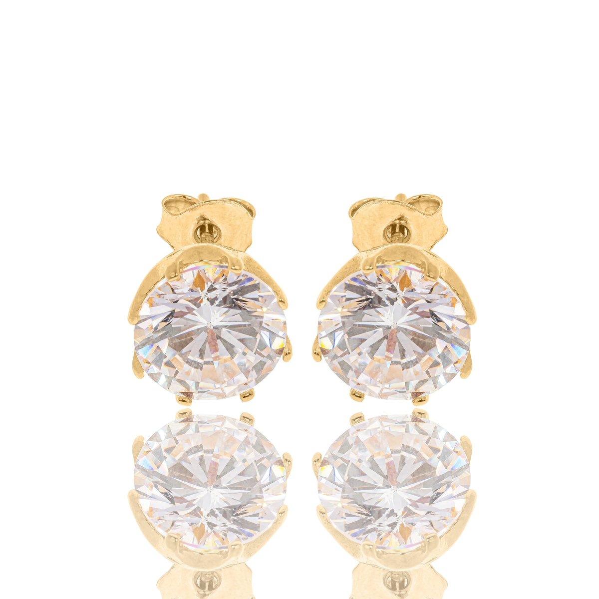 Kolczyki srebrne pozłacane z dużymi bezbarwnymi cyrkoniami