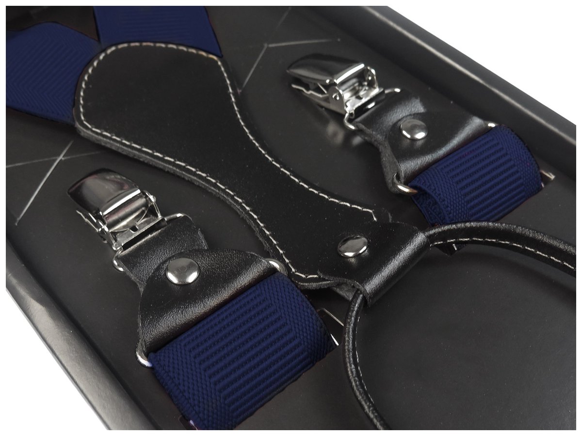 Granatowe klasyczne szelki męskie SZ4