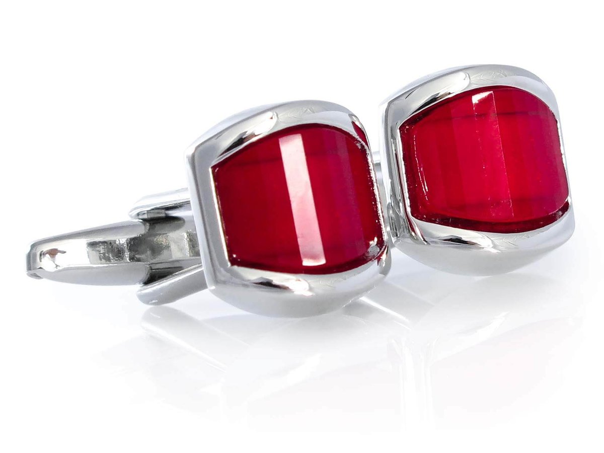Zaokrąglone czerwone spinki do mankietów A203