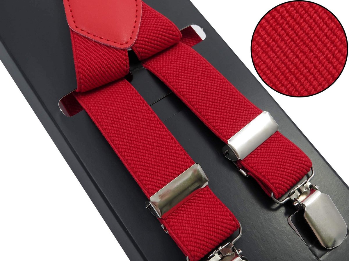 Czerwone Szelki Wąskie Unisex - 2,5cm x2