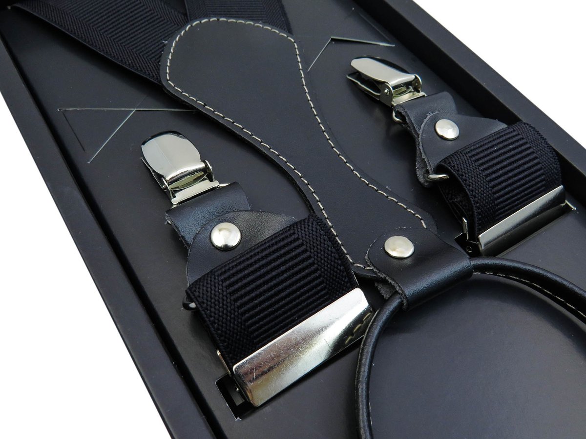 Czarne klasyczne szelki męskie do spodni SZ1A