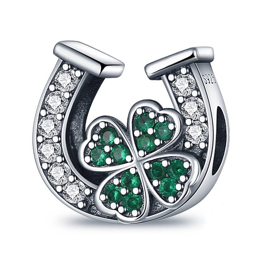 Zawieszka SREBRO 925 Charms koralik do PANDORA Podkowa i Koniczynka