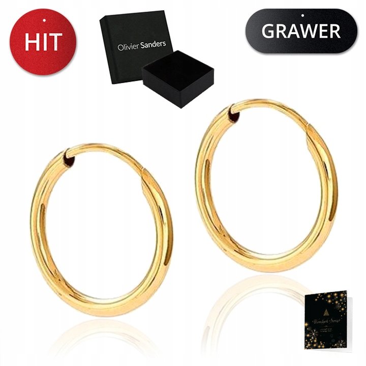 ZŁOTE KOLCZYKI DAMSKIE KOŁA KÓŁKA 585 ANGIELSKIE