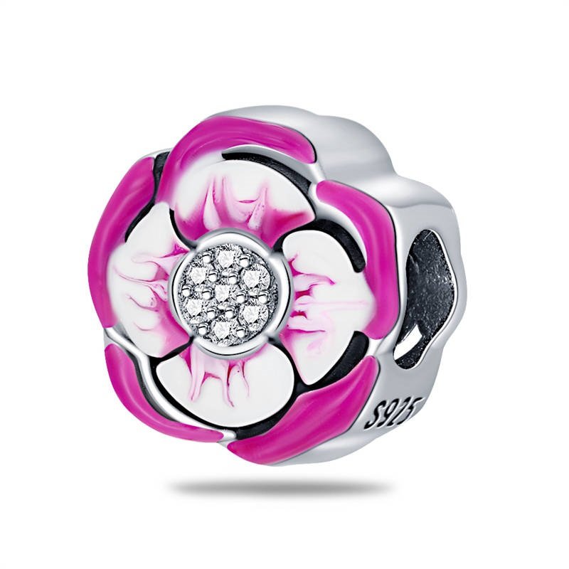 Zawieszka SREBRO 925 Charms koralik do PANDORA Fioletowy Kwiatek
