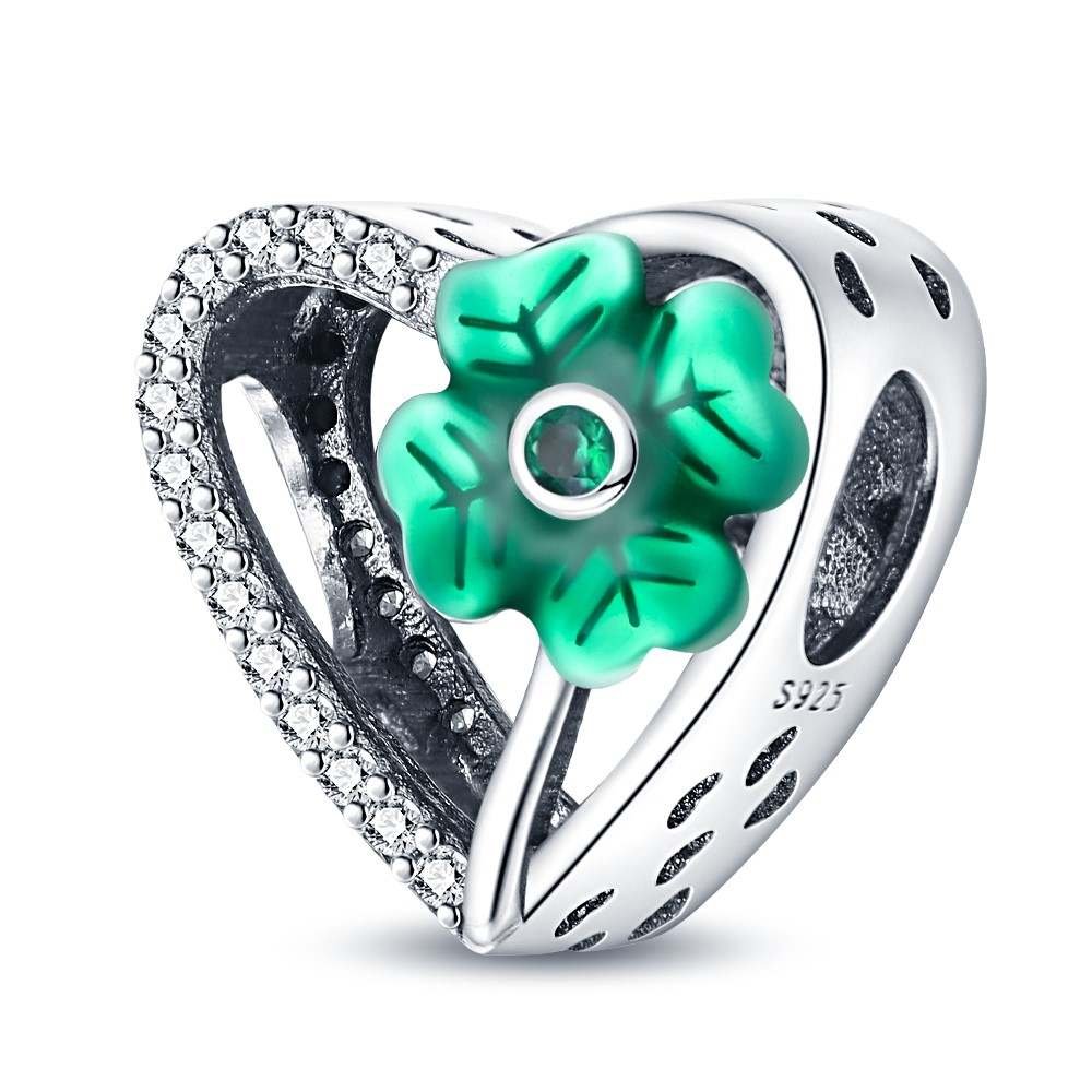 Zawieszka SREBRO 925 Charms koralik do PANDORA Serce Koniczynka