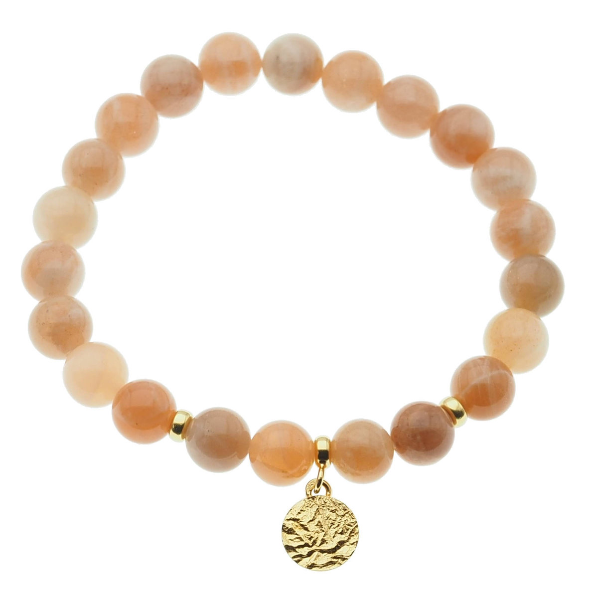 Skorulski Jewellery, Bransoletka 18,5 cm, Kamień Słoneczny kulki 8mm i srebro złocone