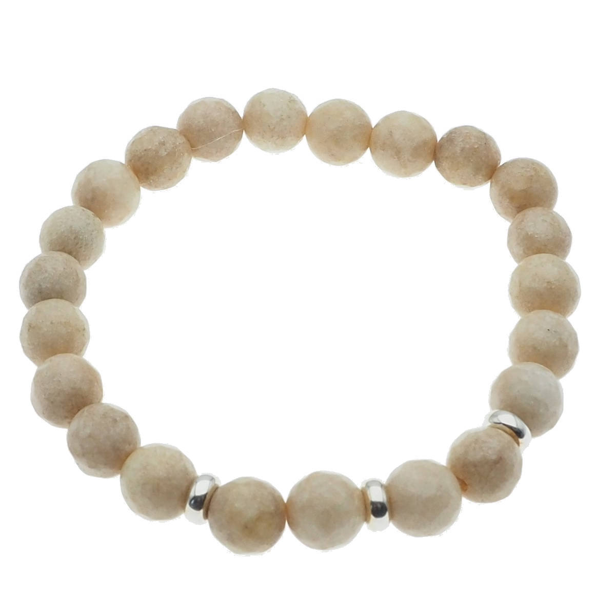 Skorulski Jewellery, Bransoletka, Jadeit fasetowane kulki i srebro na gumce