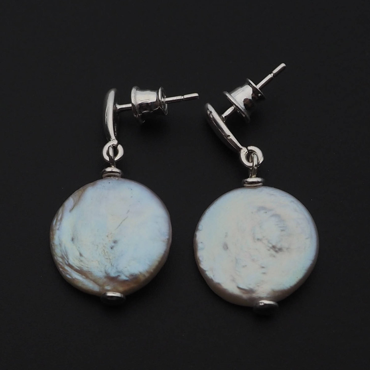 Skorulski Jewellery, Kolczyki, fioletowe, okrągłe Perły Keshi w srebrze