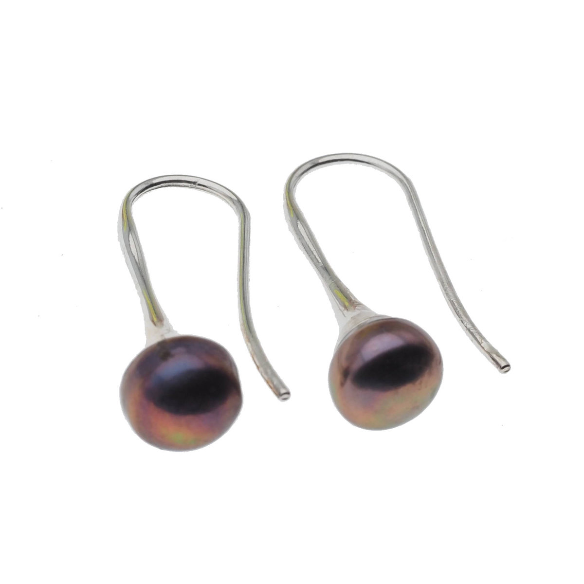 Skorulski Jewellery, Kolczyki trąbki- fioletowe, okrągłe Perły w srebrze
