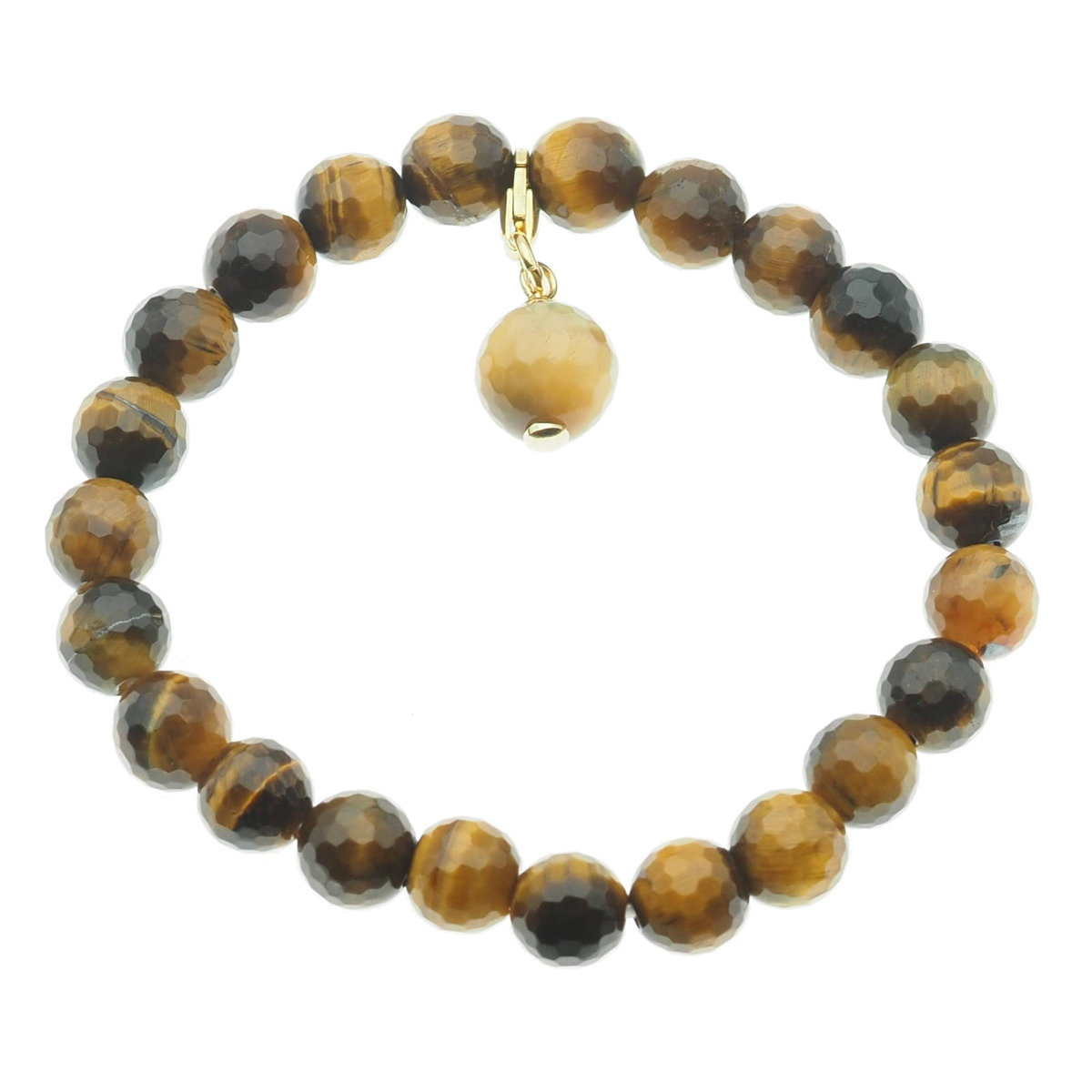 Skorulski Jewellery, Bransoletka, Tygrysie Oko cięte kulki i srebro złocone-19 cm