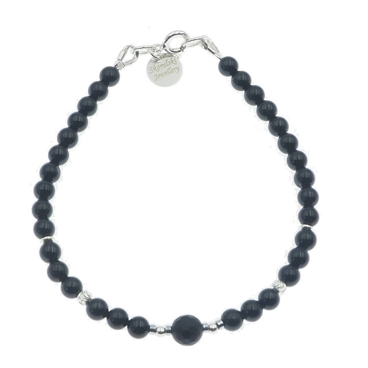 Skorulski Jewellery, Bransoletka, Turmalin czarny, Onyks i srebro-18,2 cm