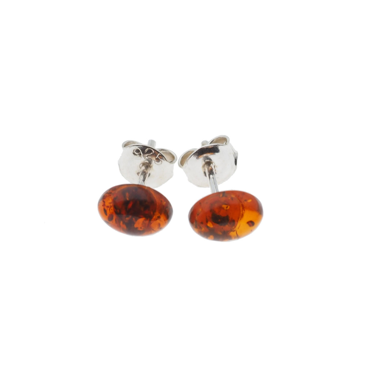 Skorulski Jewellery, Kolczyki sztyfty z owalnym Bursztynem w srebrze