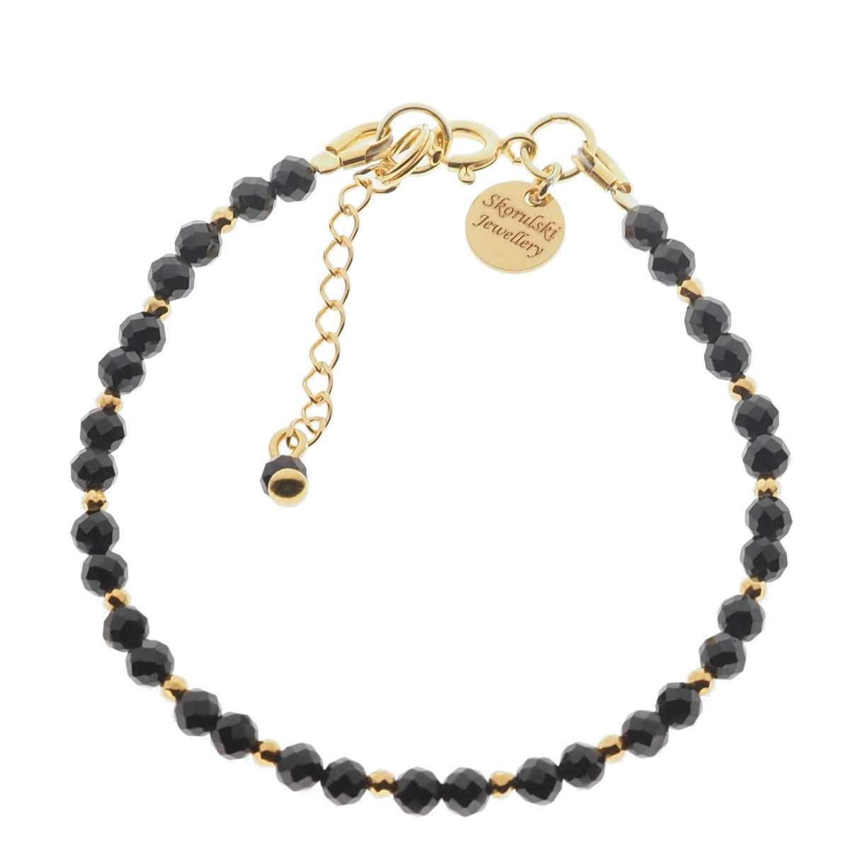 Skorulski Jewellery, Bransoletka regulowana, Spinel fasetowane kulki, Hematyt i srebro złocone