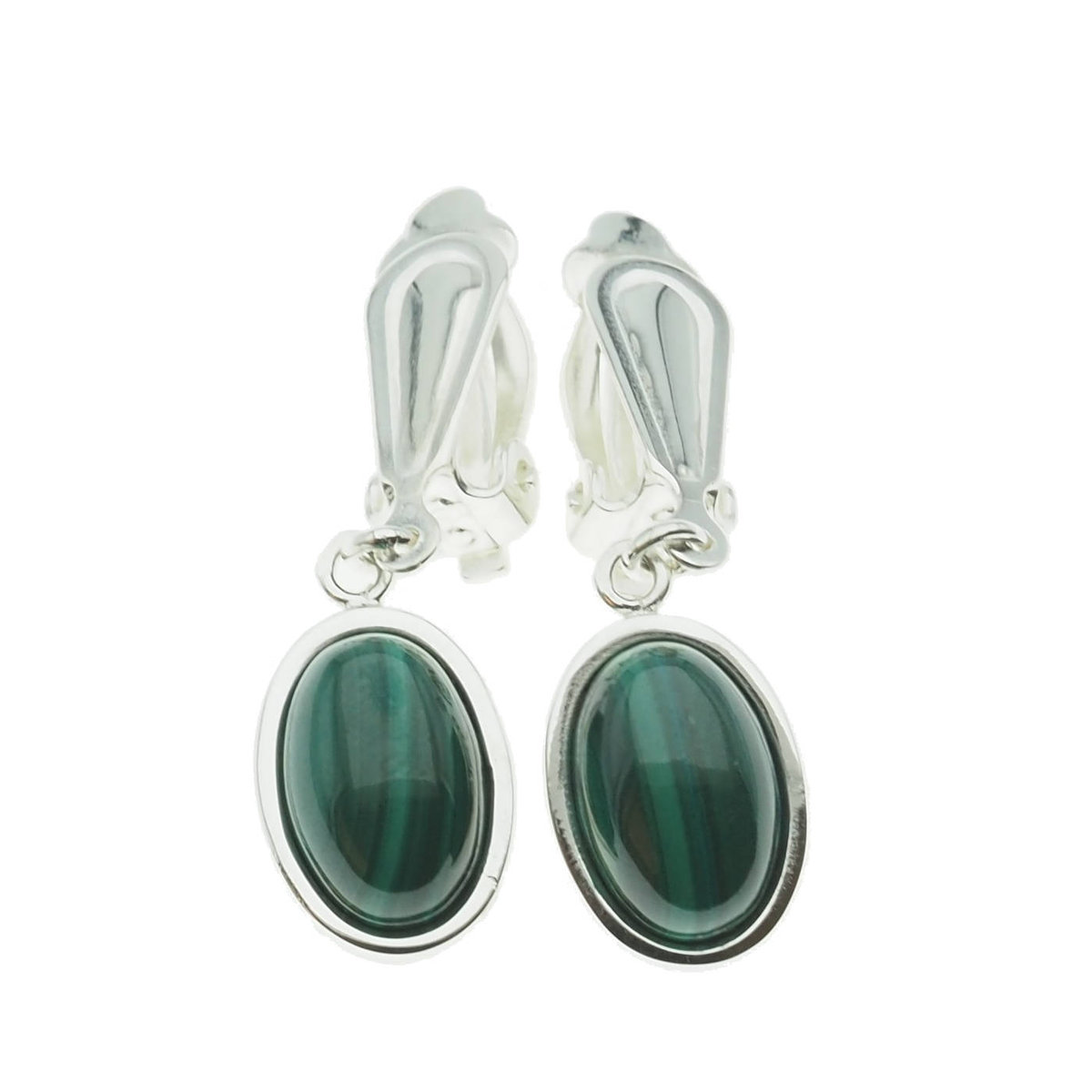 Skorulski Jewellery, Klipsy, Malachit owalny w srebrze