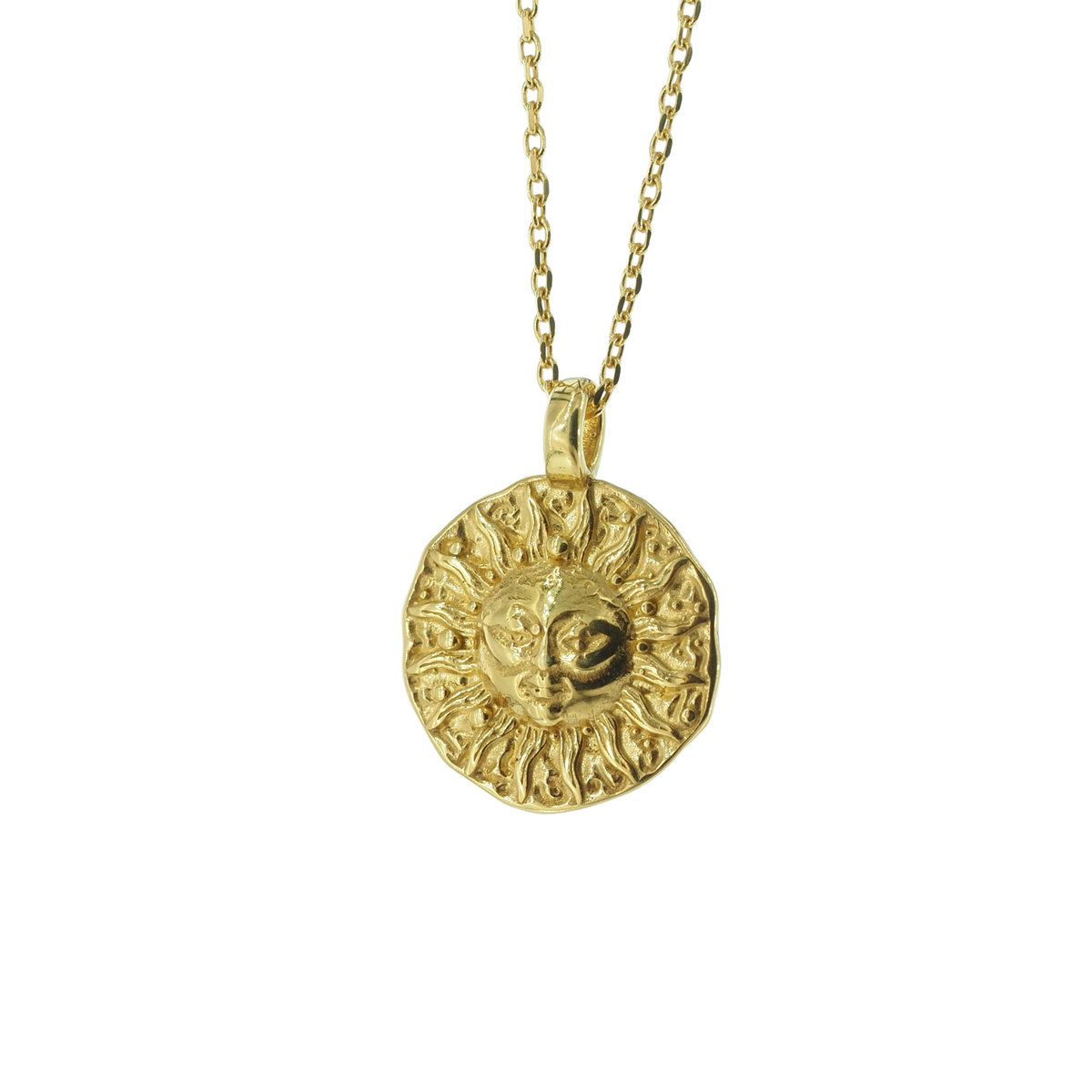 Skorulski Jewellery, Naszyjnik na łańcuszku, słońce i srebro złocone-45 cm