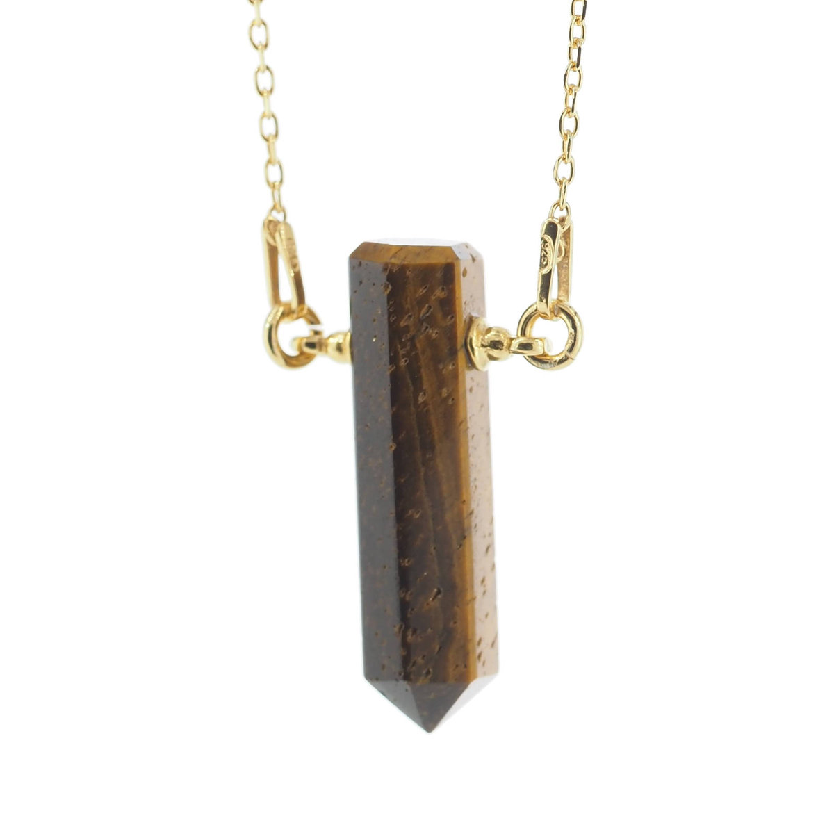 Skorulski Jewellery, Naszyjnik, Tygrysie Oko sopel na łańcuszku srebrnym złoconym