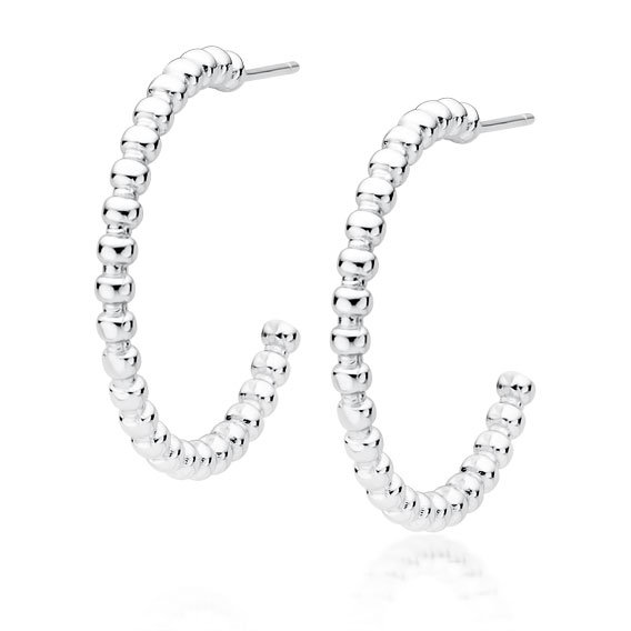 Srebrne kolczyki półkoło z kuleczek