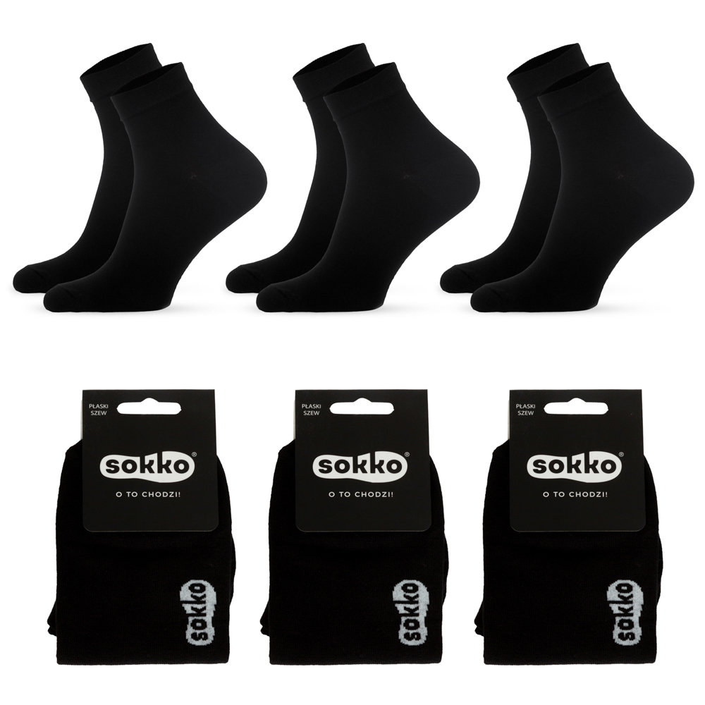 3X SOKKO SKARPETKI MĘSKIE BAMBUSOWE 3/4 ZA KOSTKĘ - SM3-S62-CZA-39-41