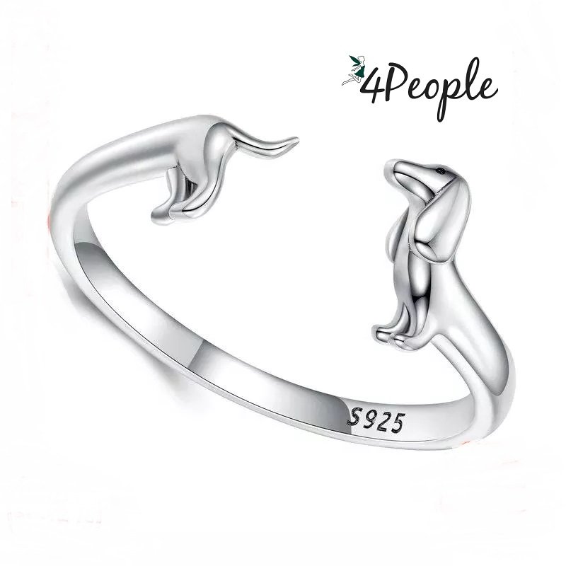 Pierścionek srebrny damski jamnik pies york 925 regulowany