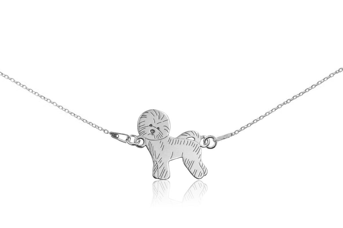 Bransoletka z psem bichonem srebrnym na łańcuszku