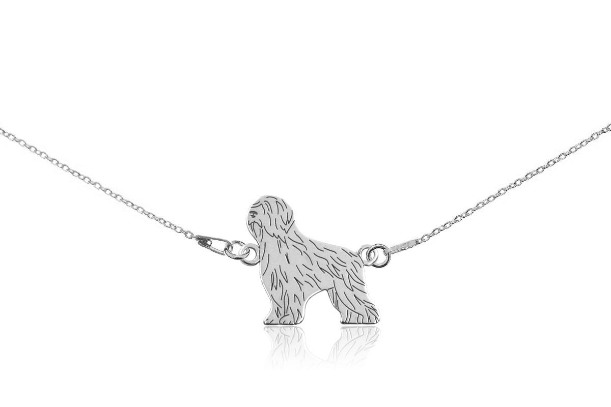 Bransoletka z psem briardem srebrnym na łańcuszku