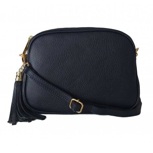 Listonoszka trzy komory frędzelek, złote okucia Vera Pelle Granatowa VP3KZBS