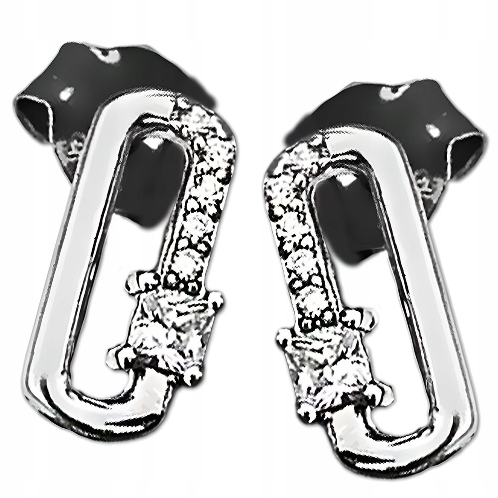 Srebrne Kolczyki 925 Klamra Na Sztyft Agrafki