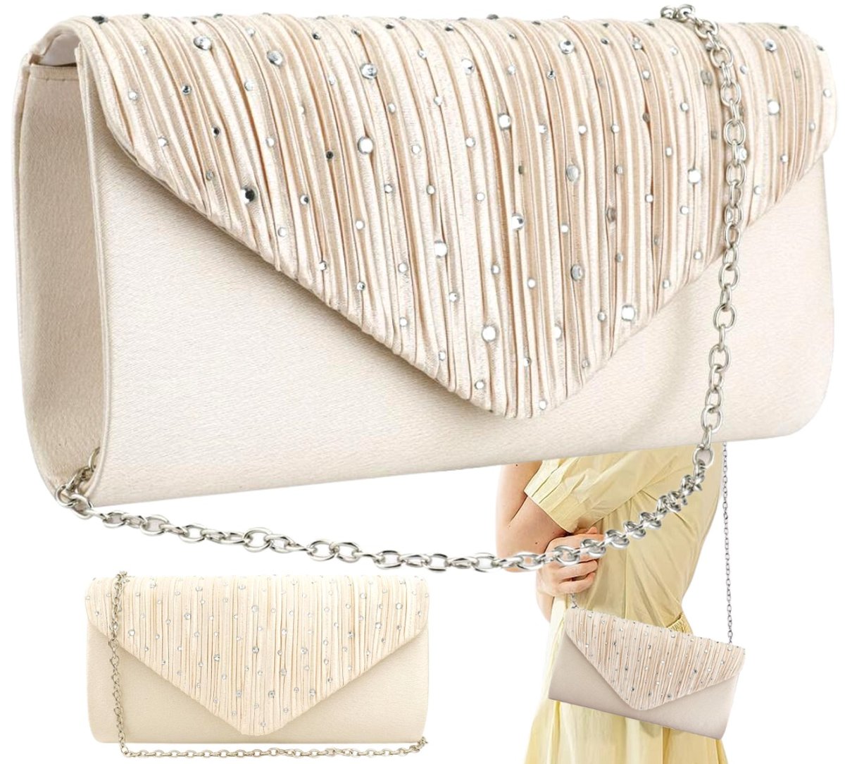 Torebka Kopertówka Błyszcząca Wizytowa Wieczorowa