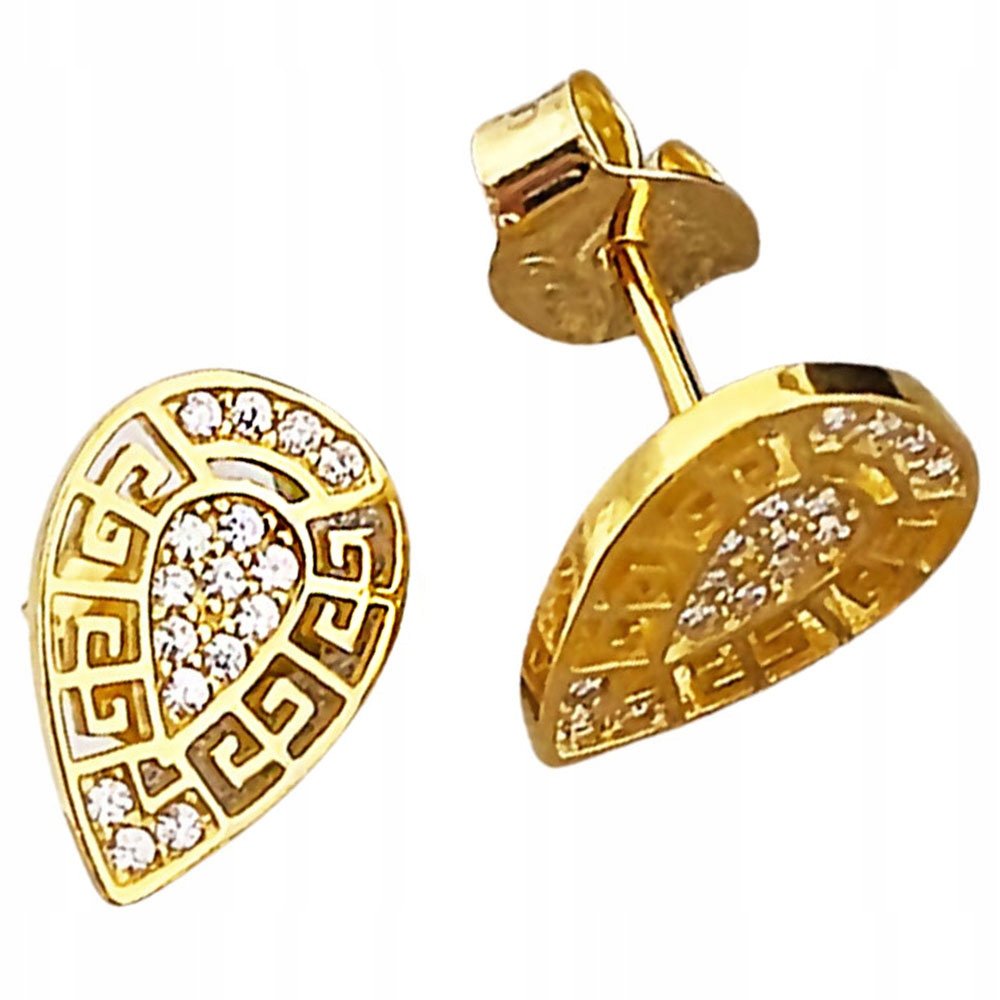 Srebrne Kolczyki Pozłacane 925 Greckie Krople Ażur