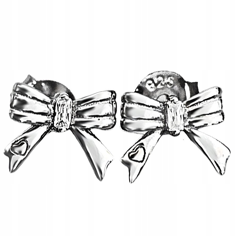 Srebrne kolczyki 925 kokardki z cyrkonią na sztyft