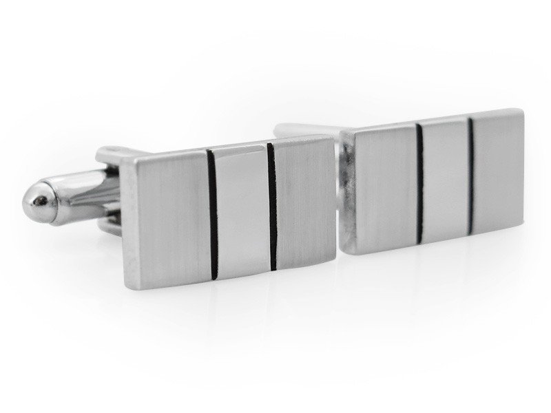 Prostokątne srebrne spinki do mankietów N171