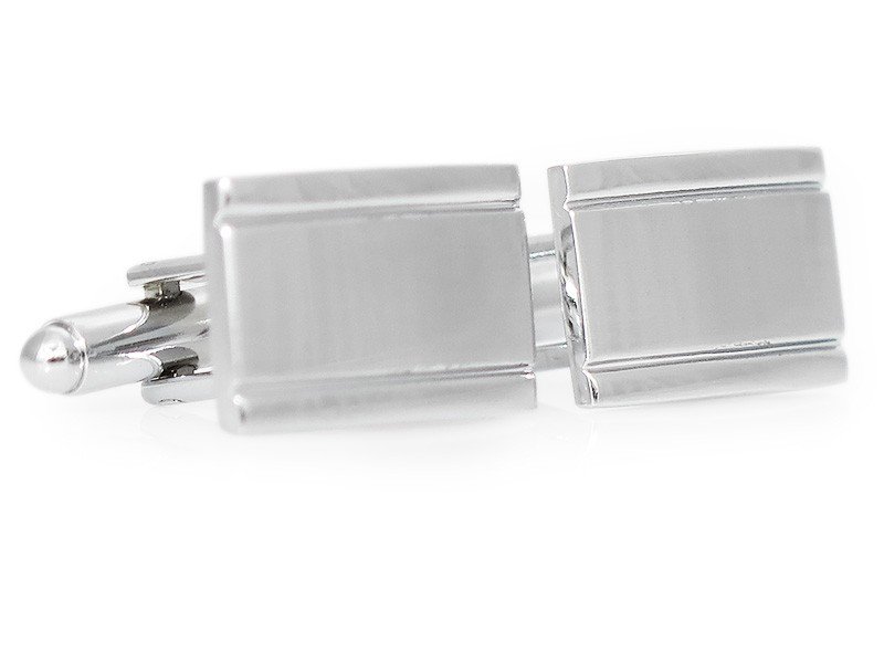 Prostokątne srebrne spinki do mankietów N164