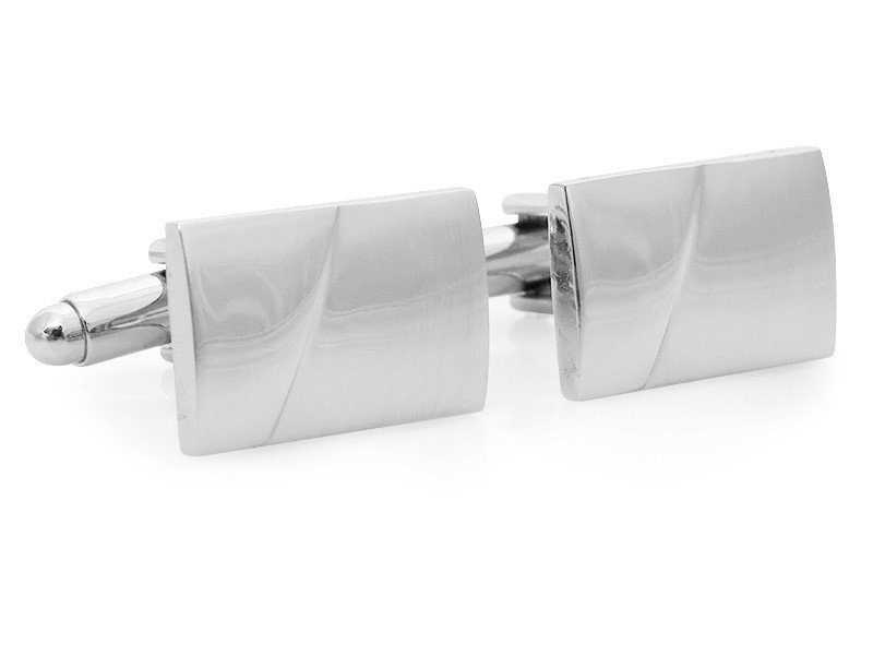 Prostokątne srebrne spinki do mankietów - matowo-błyszczące N169