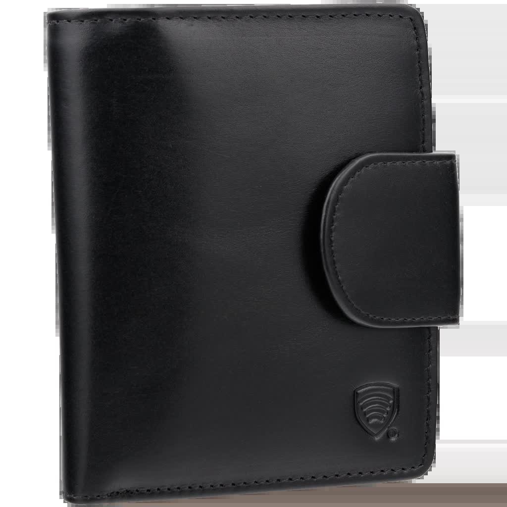 Koruma, Damski Portfel Skórzany, Ochrona RFID (Czarny) - SM-154PBL