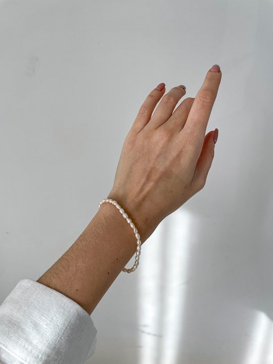 Bransoletka z PEREŁ Białych Bransoletka z Naturalnych Pereł Hodowlanych