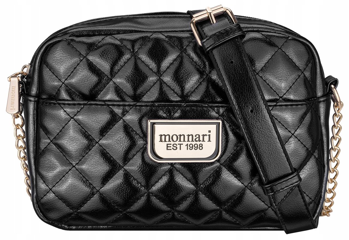 Torebka Czarna Listonoszka Monnari Chanelka Połysk